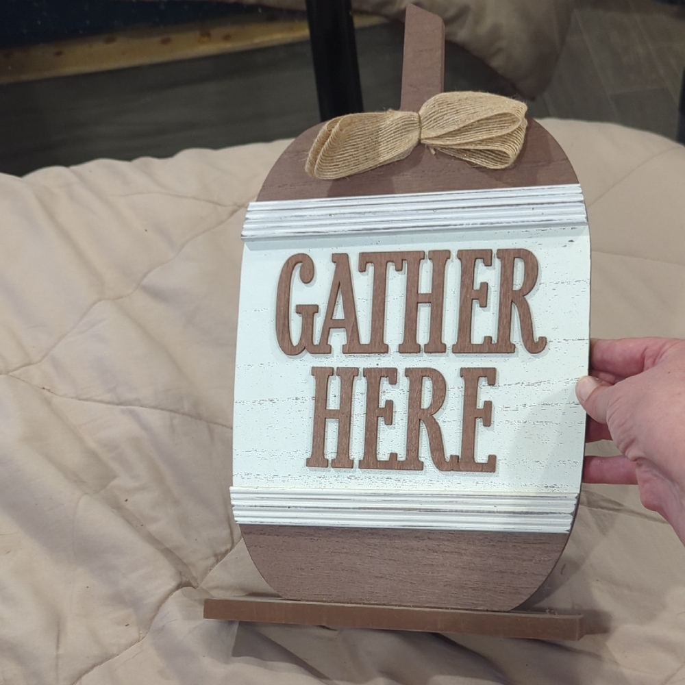 Rustic Gather Here Sign Made Of Wood